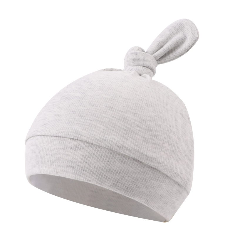 Pesaat Original Cotton Newborn Hats for Girls Striped Preemie Baby Hats Bear Ears Infant Boys Beanies 0-6 Months (Knot(White+Gray+Gray Stripe), 0-6 Months) - Image 2